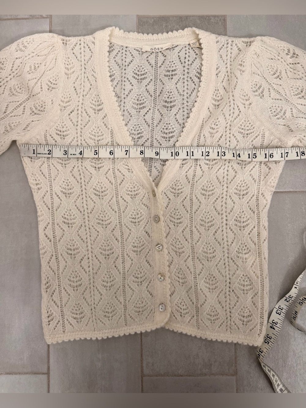 DOEN Chandel Alpaca Blend Cardigan Jasmine Flower Cream Size Medium - Picture 14 of 15